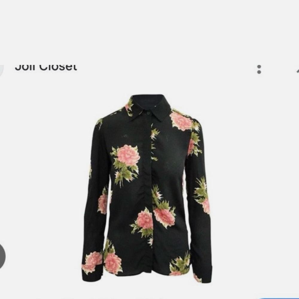Reformation Floral Black Button-Up
